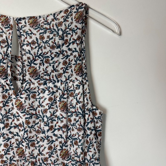 Max Studio Floral Cream Rose Branch Sleeveless Maxi Midi Tiered Dress Medium - Picture 4 of 6